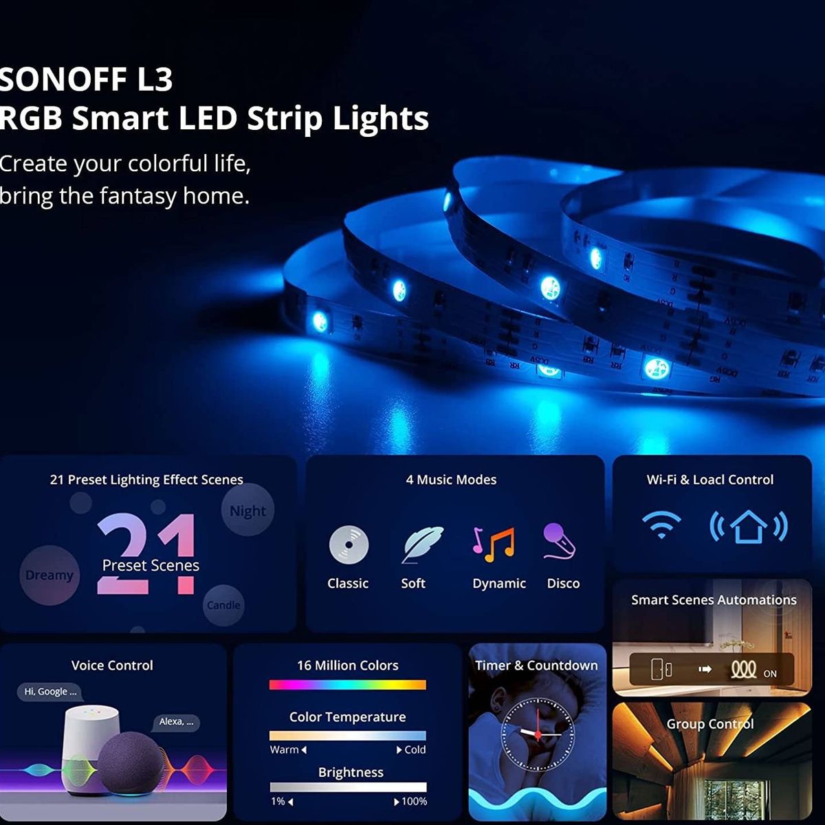 SONOFF - Tira Led Wifi RGB Sonoff L3 5m IP20