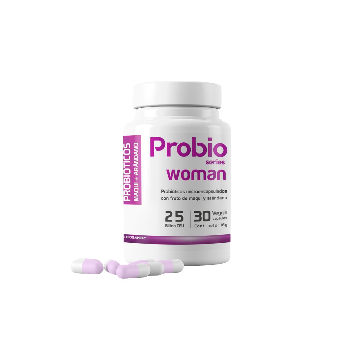 BIOSAMER - Probiótico 25 Billones Woman + Maqui & Arándanos 30 Cápsulas