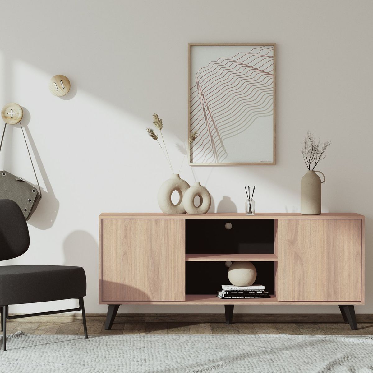 MEDULAR - Rack tv 55 alto atacama cafe claro Medular