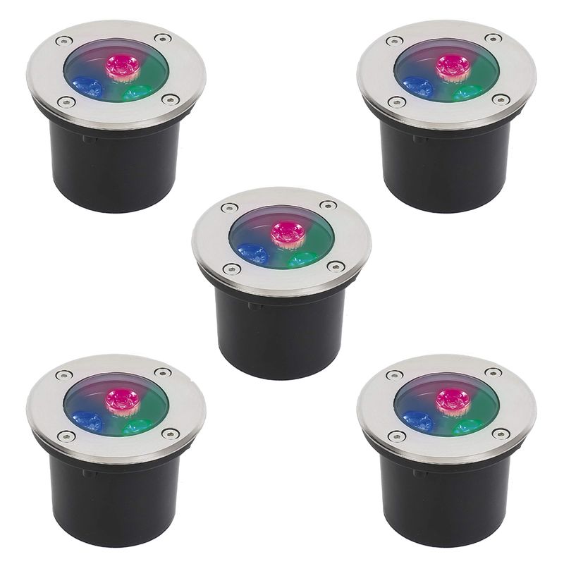 HB LEDS - Pack 5 Foco LED Piso 3W 220V RGB