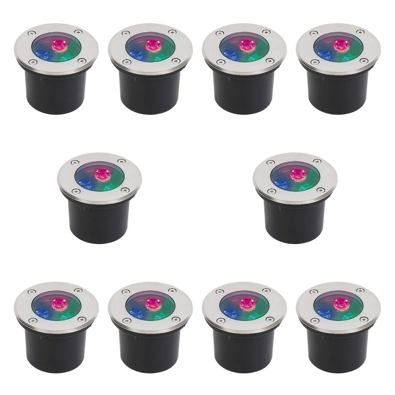 HB LEDS - Pack 10 Foco LED Piso 3W 220V RGB