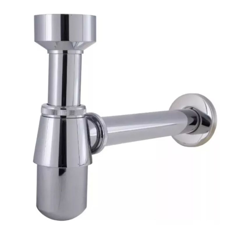 TAUMM - Sifón Metálico Botella Cromado Urinario 1 1/4 Tubo 20 Cm