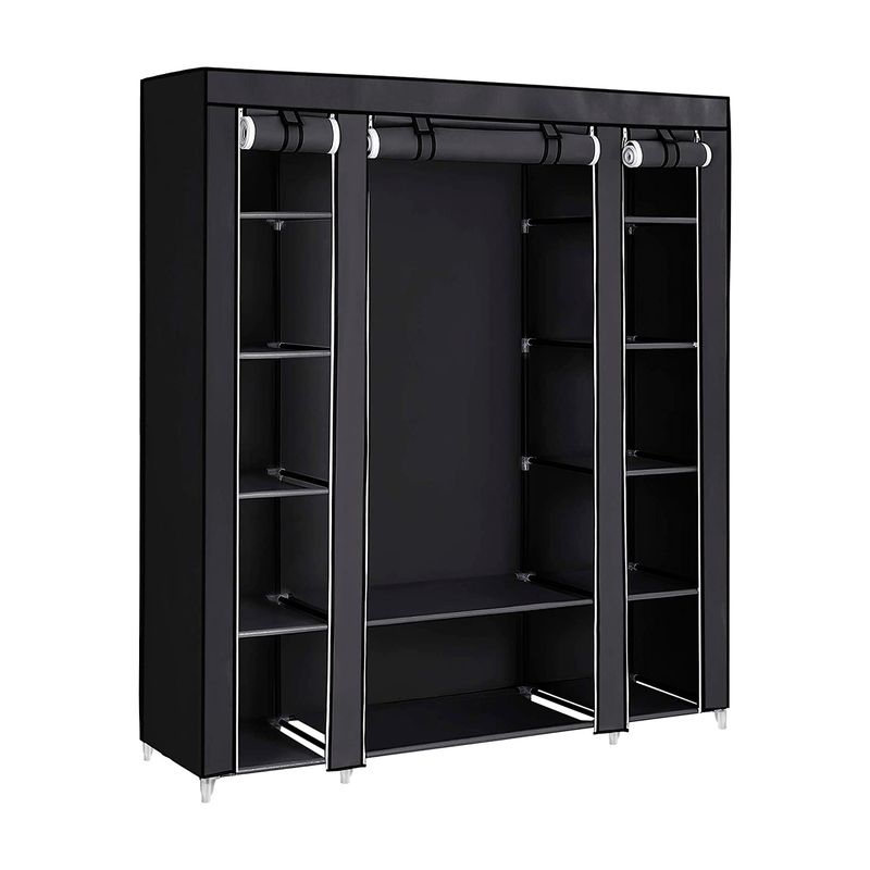 LUMAX - Closet Armable y Portatil de Tela 150x45x175 cm Color Negro