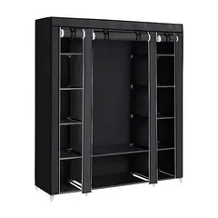 LUMAX - Closet Armable y Portatil de Tela 150x45x175 cm Color Negro