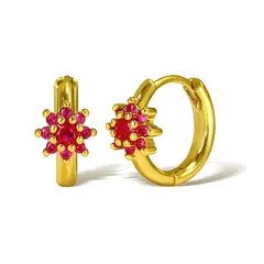 GENERICO - Aros Argollas Hipoalergénico Dorado Flor Fucsia