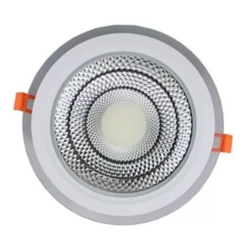 OEM - Foco Panel Vidrio Redondo Embutido Luz Led Cálida 18w