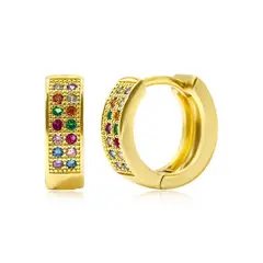 GENERICO - Aros Argollas Dorado pendiente con colores varios