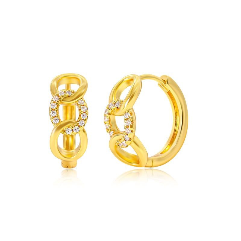 GENERICO - Aros Argollas Dorado Pendiente Cadena y Circones