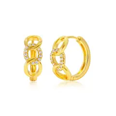 GENERICO - Aros Argollas Dorado Pendiente Cadena y Circones
