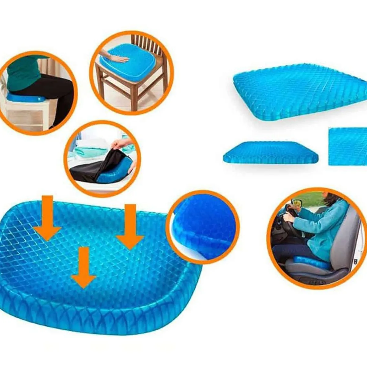 GENERICO - Cojín Gel Asiento Auto Oficina Hogar Ergonomico Última Generación