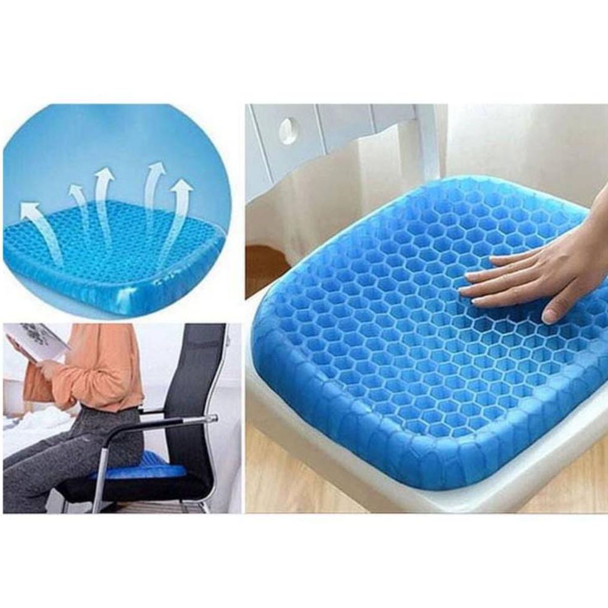 GENERICO - Cojín Gel Asiento Auto Oficina Hogar Ergonomico Última Generación