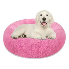 GENERICO - Cama Para Perro y Gato Antiestres tipo Felpa-Fucsia 50cm