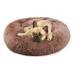 GENERICO - Cama para Perro y Gato Antiestres tipo Felpa - Café 50cm