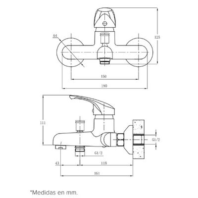 Imagen 2 del producto Monomando tina ducha - Eko Matte Black