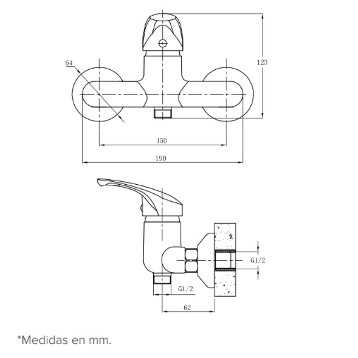 DUSCHY - Monomando solo ducha - Eko Matte Black