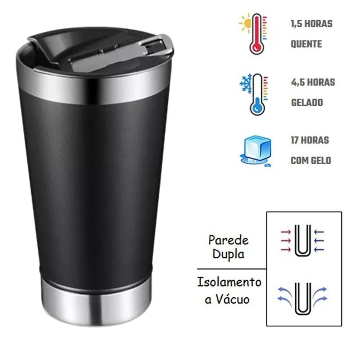 GENERICO - Pack 2 Vasos Térmicos Cervecero Acero Inox Frio Y Caliente Premium