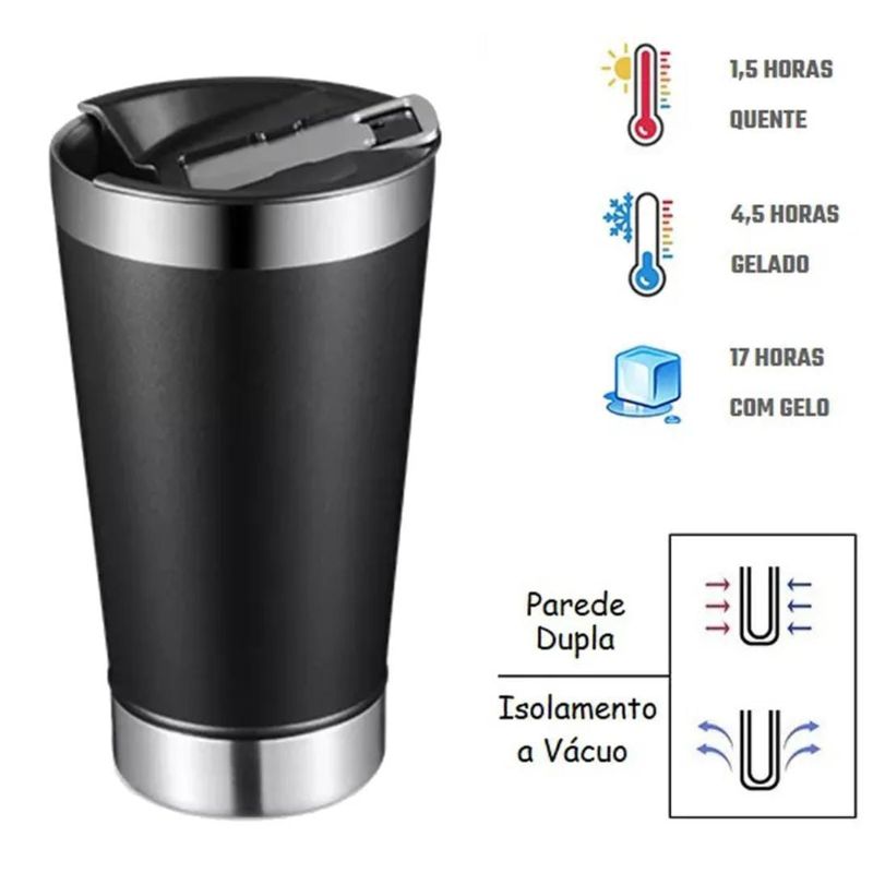 GENERICO - Pack 2 Vasos Térmicos Cervecero Acero Inox Frio Y Caliente Premium