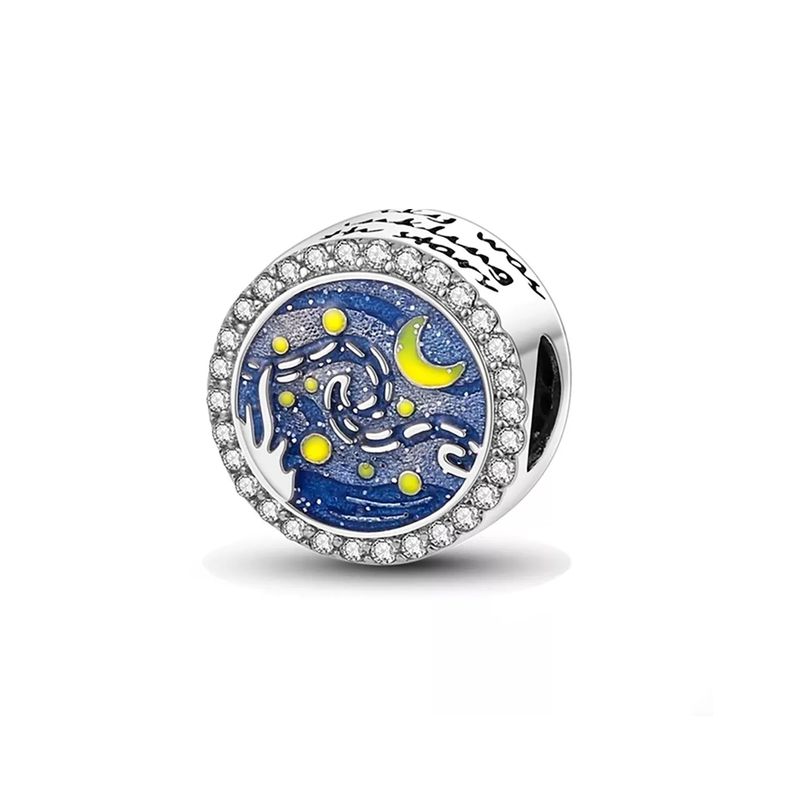 SILVER HEART - Charm Noche Estrellada de Van Gogh en Plata Fina 925 SILVER HEART