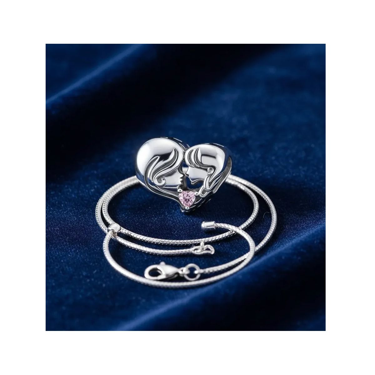 SILVER HEART - Charm Madre e Hija en Plata Fina 925 SILVER HEART