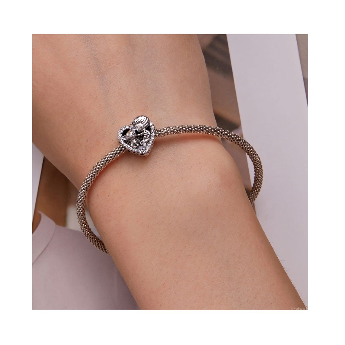 SILVER HEART - Charm Corazón Niño y Perrito en Plata Fina 925 SILVER HEART