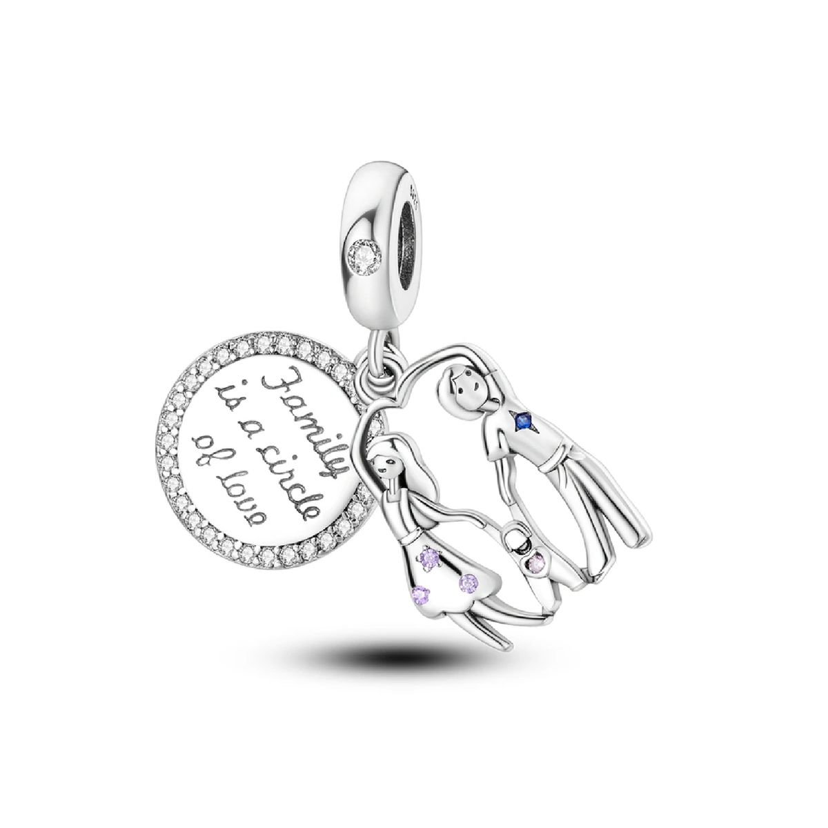SILVER HEART - Charm Amor de Familia en Plata Fina 925 SILVER HEART