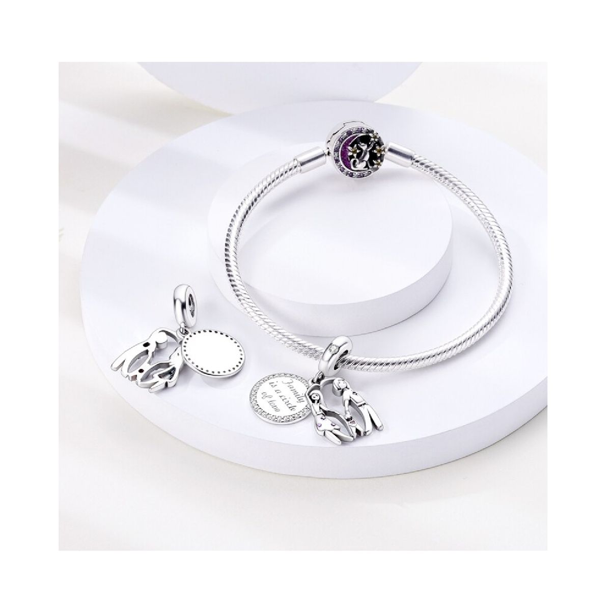 SILVER HEART - Charm Amor de Familia en Plata Fina 925 SILVER HEART