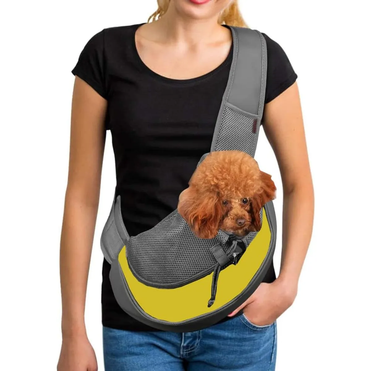 DEFENSOR FOREVER - Bolso Banano Transportador Para Mascotas Perro gato Amarillo