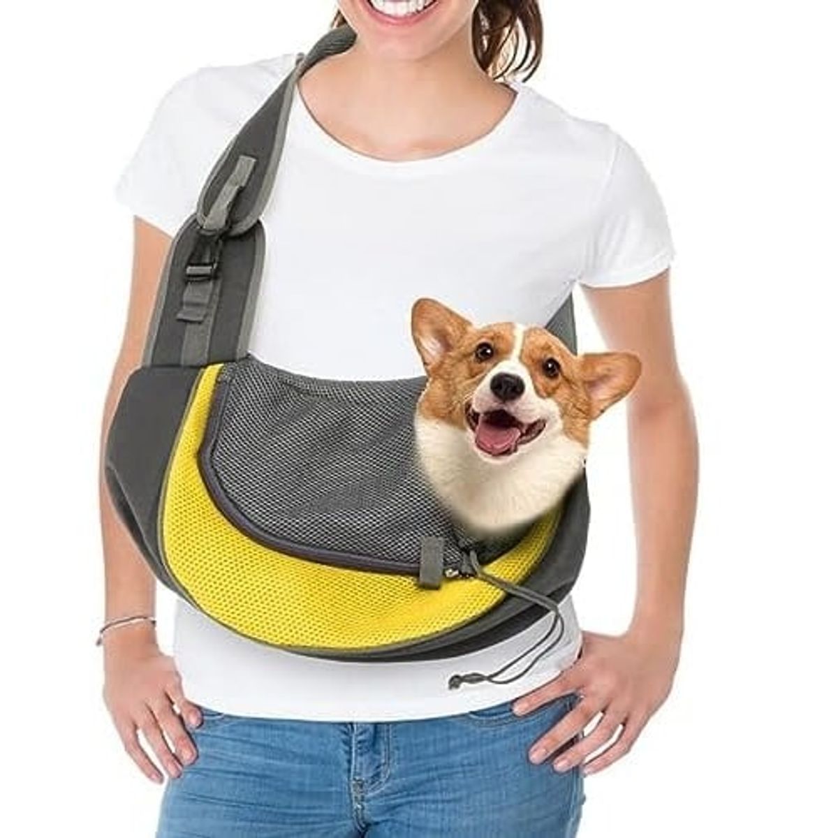 DEFENSOR FOREVER - Bolso Banano Transportador Para Mascotas Perro gato Amarillo