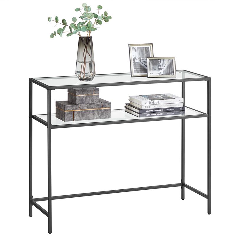 VASAGLE - Mesa de Arrimo vidrio Black Premium