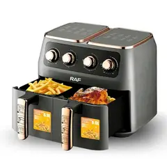 RAF - Freidora De Aire Eléctrica Doble Canastilla 6L+ 6L Premium 2800 W