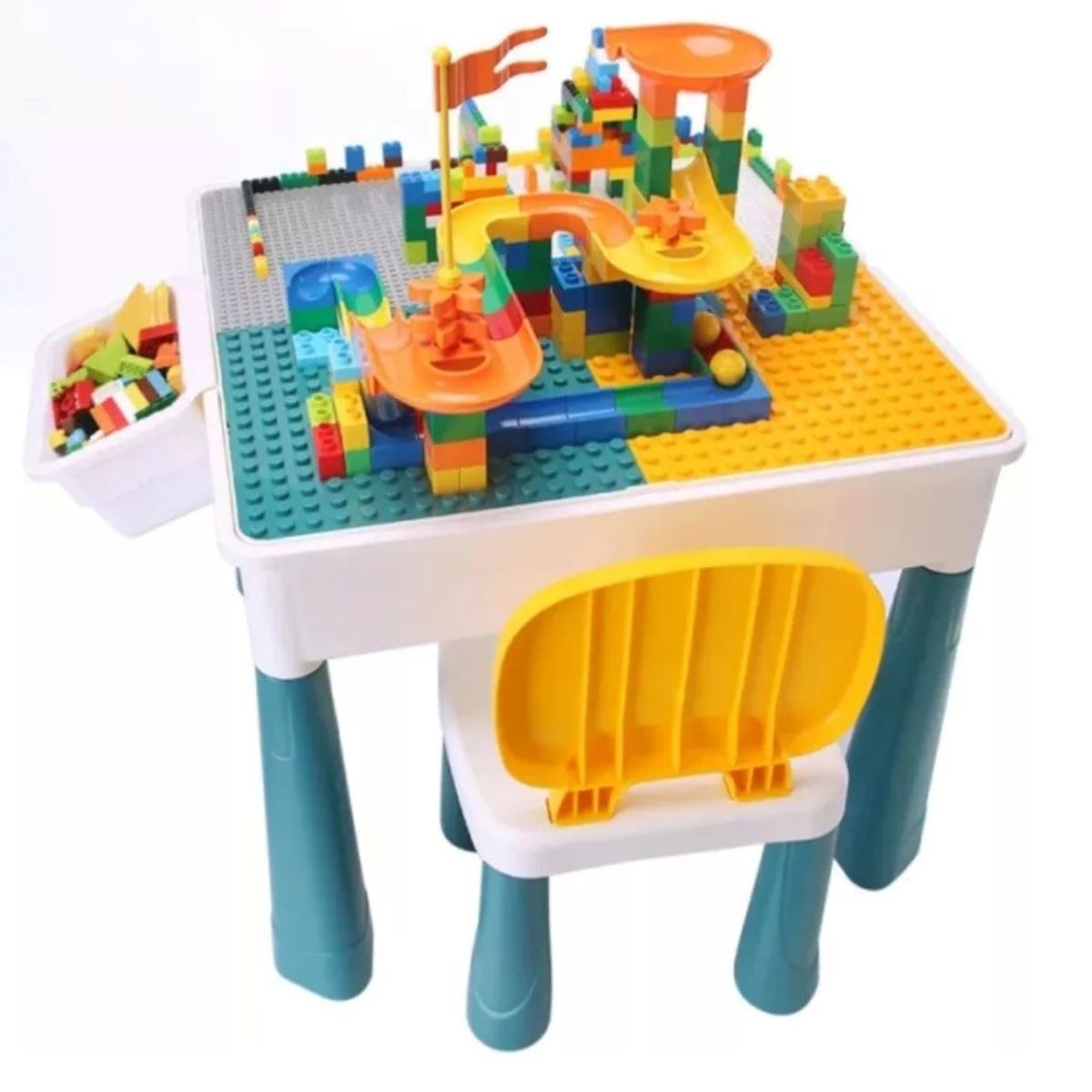 GENERICO - Mesa De Lego Convertible En Escritorio Con Silla y 60 legos