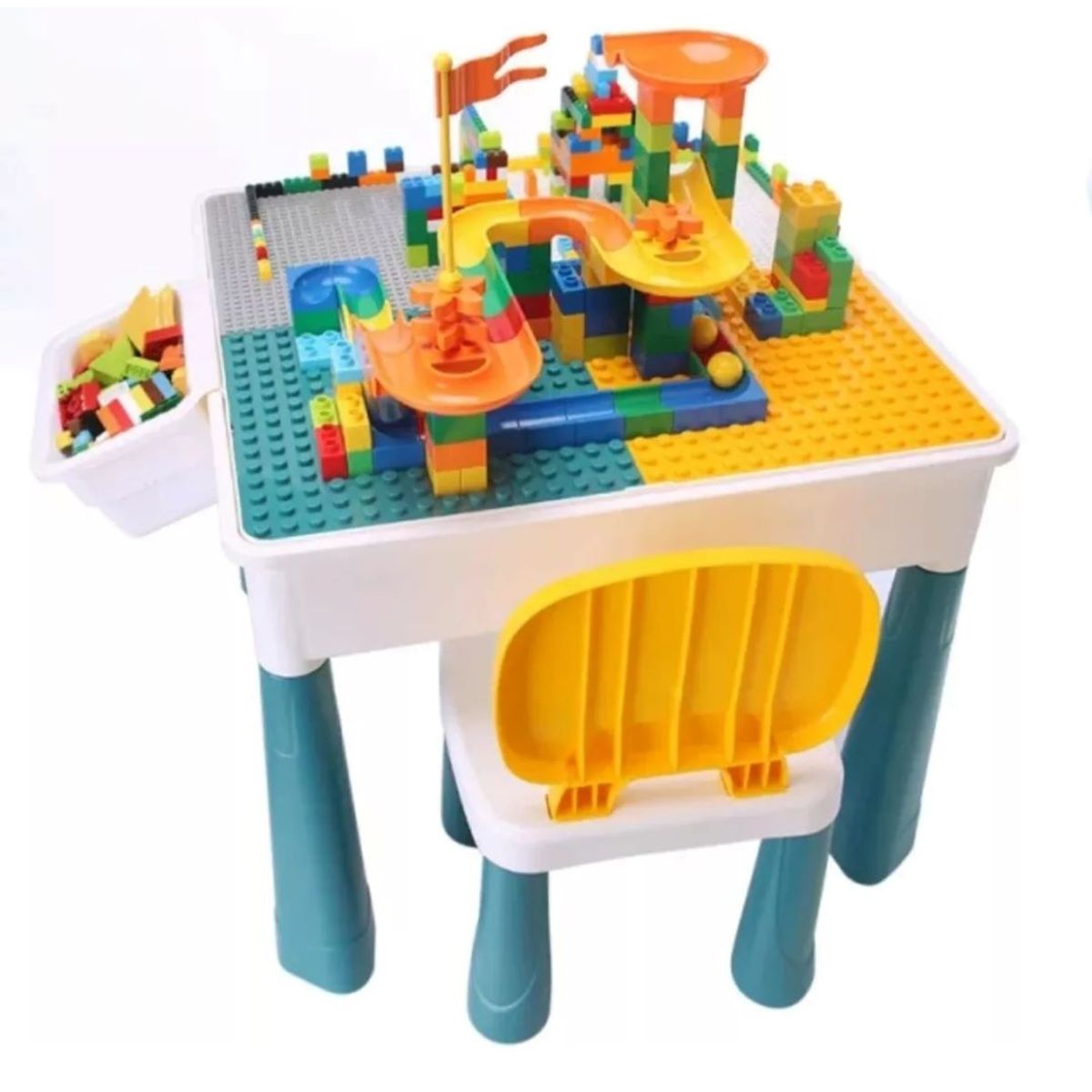 GENERICO - Mesa De Lego Convertible En Escritorio Con Silla y 60 legos