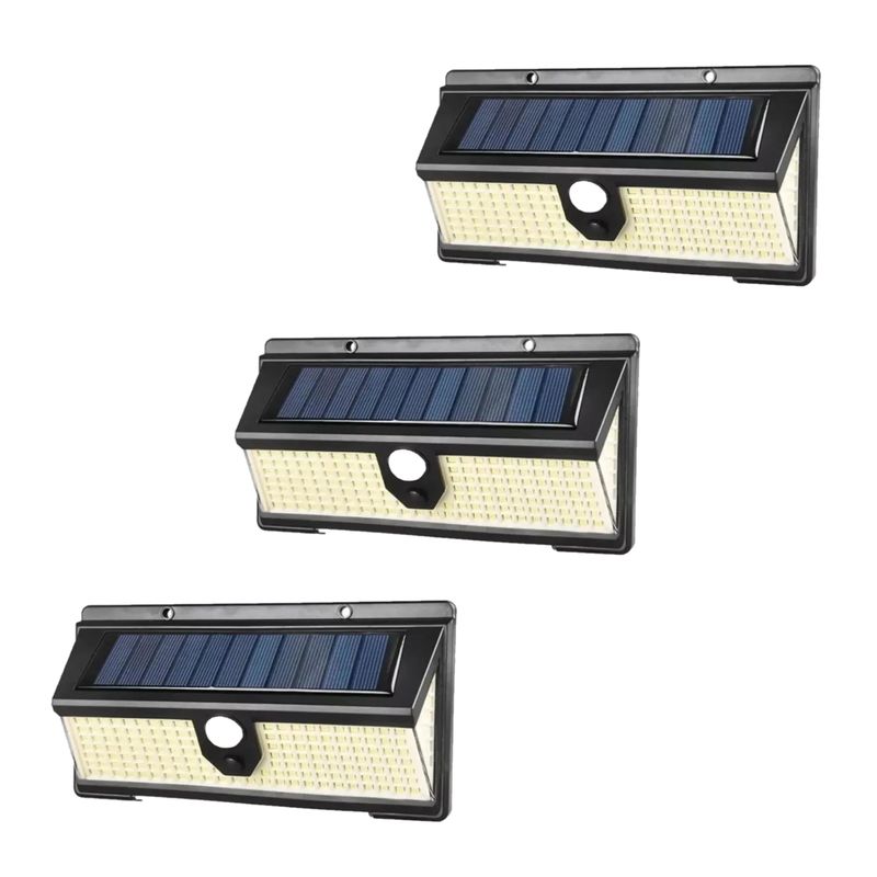 GENERICO - X3 Lampara Solar Sensor 172 Blanco Led +9led Azul +9led Rojo