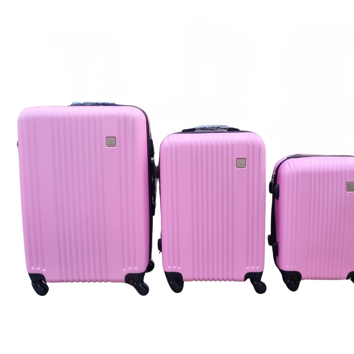 GENERICO - Set 3 Maletas Rigidas ABS Ruedas 360 Rosada pastel 26