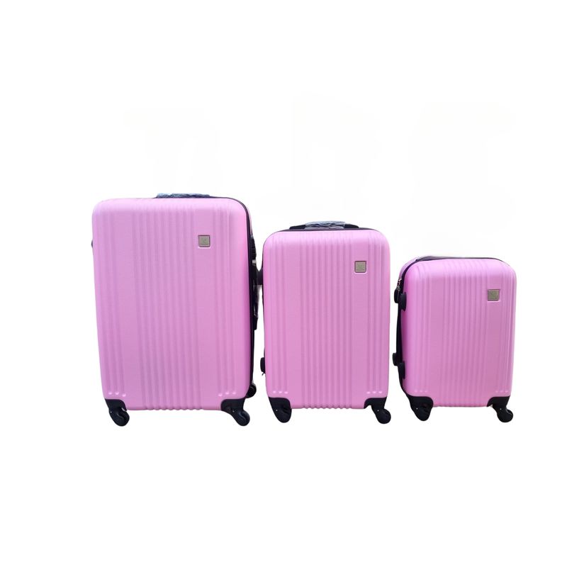 GENERICO - Set 3 Maletas Rigidas ABS Ruedas 360 Rosada pastel 26