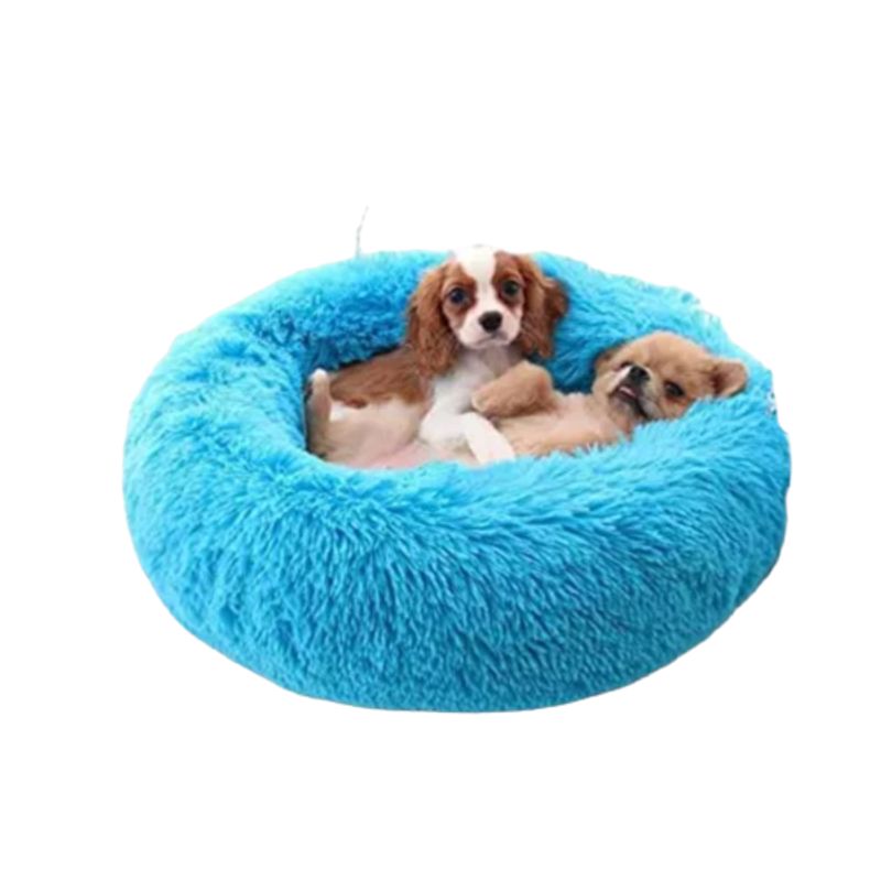 GENERICO - Camas para Perro y Gato Antiestres tipo Felpa - Celeste 50cm