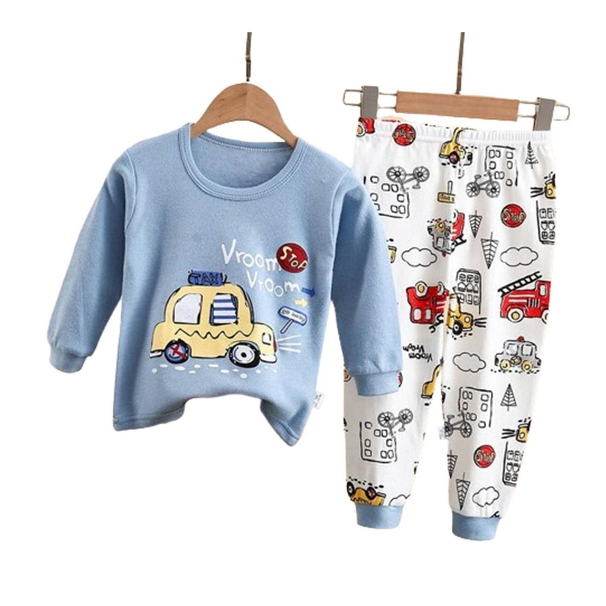 FIGLIO - Pijama Niño Algodon Auto Celeste - Celeste
