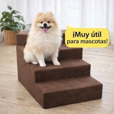 Imagen 2 del producto Escalera Para Mascotas De Espuma Alta Resistencia 4 peldaños Café