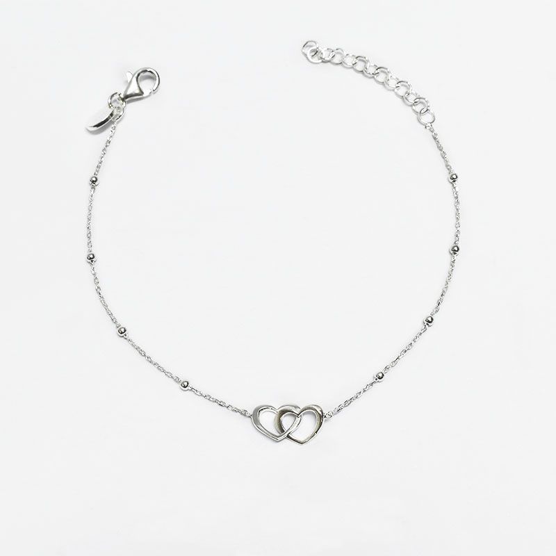 ROSETT - Pulsera limada con esferas y corazones entrelazados
