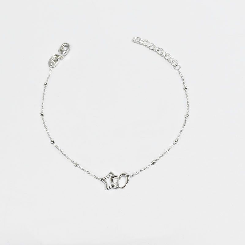 ROSETT - Pulsera limada con esferas y corazón con estrella entrelazados