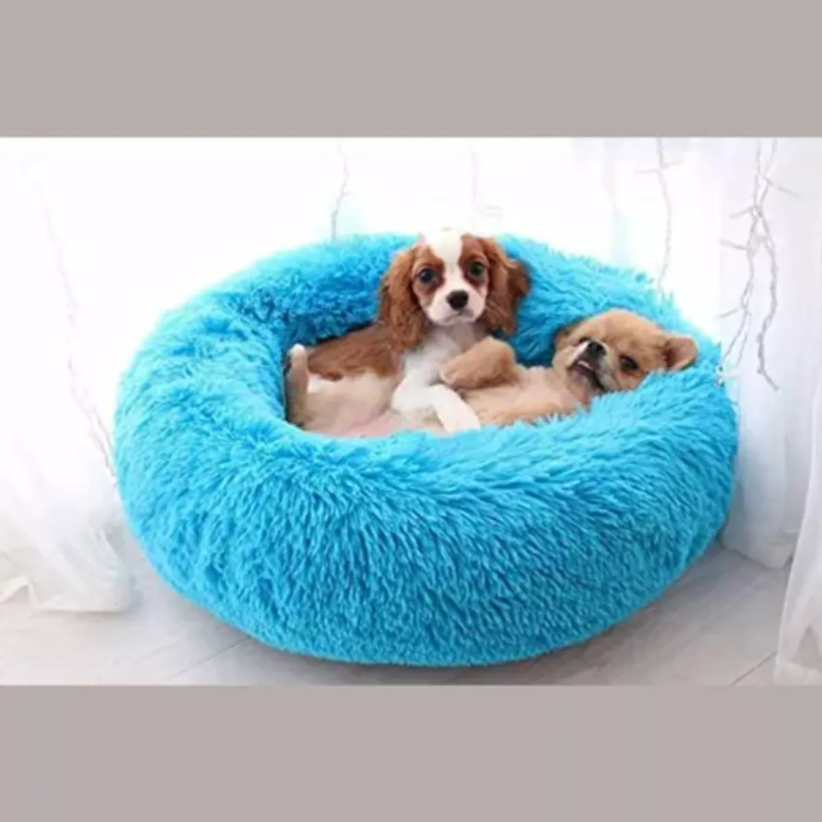GENERICO - Camas para Perro y Gato Antiestres tipo Felpa - Celeste 70cm