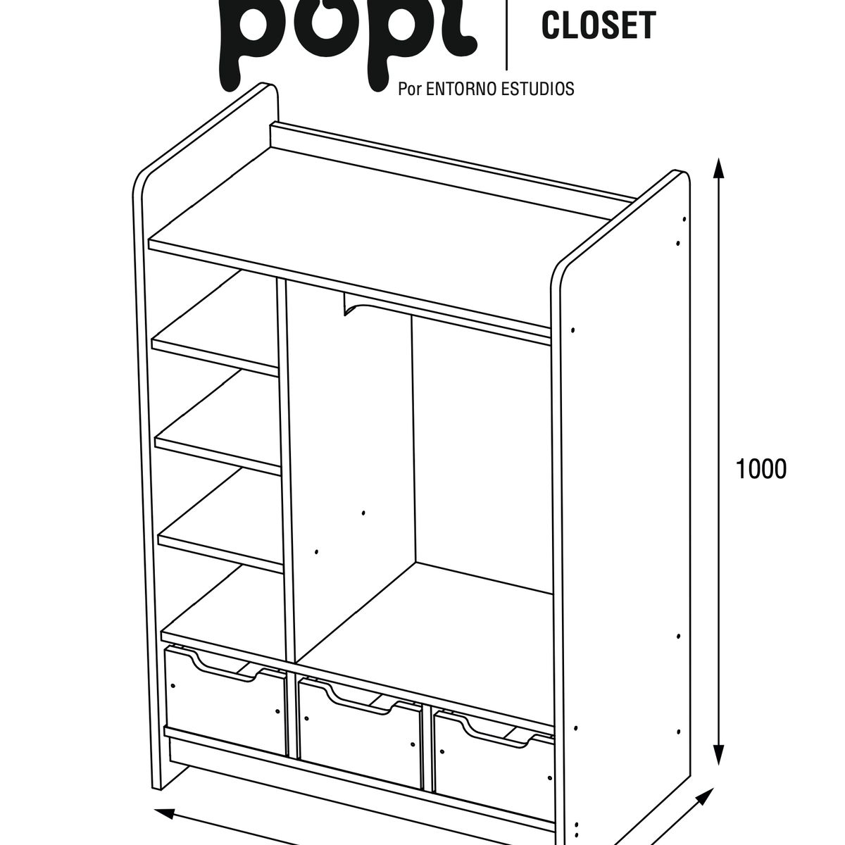 ENTORNO ESTUDIOS - Estante Perchero Para Juguetes Infantil Madera Popi