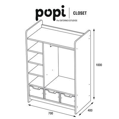 Imagen 2 del producto Estante Perchero Para Juguetes Infantil Madera Popi