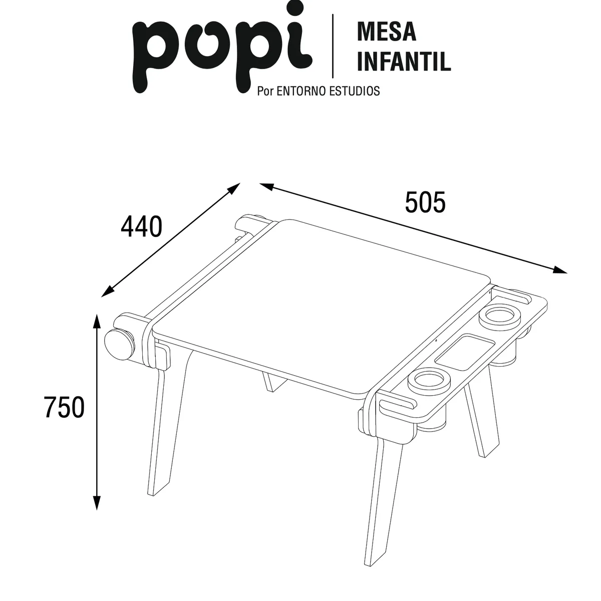 ENTORNO ESTUDIOS - Mesa Montesori Con Rollo Infantil Madera Popi
