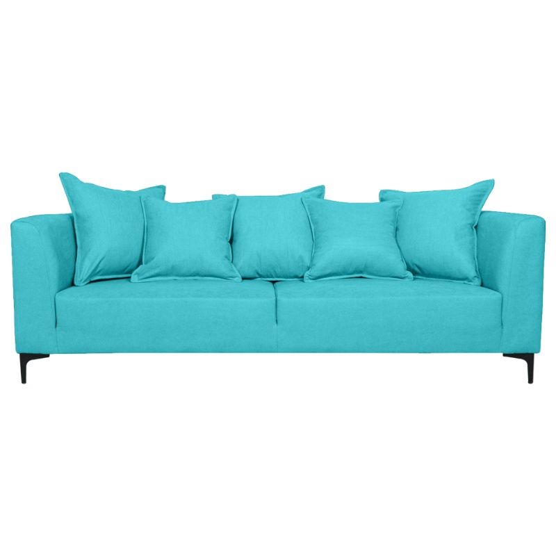 SOFAS HOME - SOFA CORDELIA CHENILLE TIPO LINO TURQUESA 2 CUERPOS