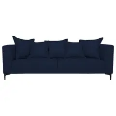 SOFAS HOME - SOFA CORDELIA FELPA AZUL 3 CUERPOS