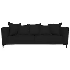 SOFAS HOME - SOFA CORDELIA CHENILLE TIPO LINO NEGRO 3 CUERPOS