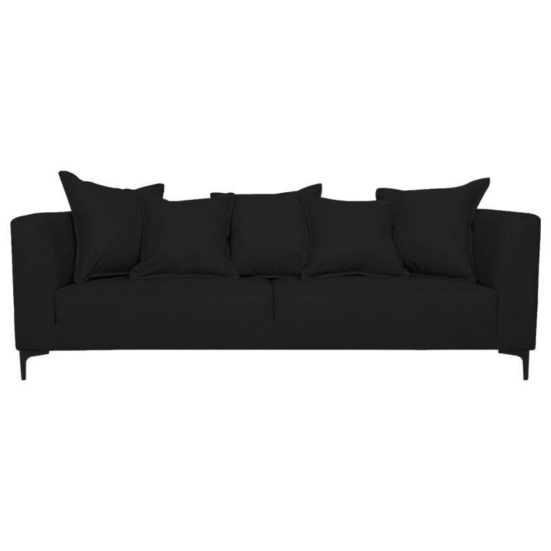 SOFAS HOME - SOFA CORDELIA FELPA NEGRO 3 CUERPOS