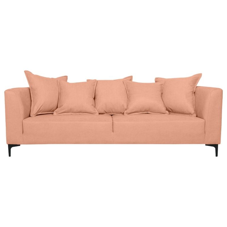 SOFA CORDELIA CHENILLE TIPO LINO PALO ROSA 3 CUERPOS