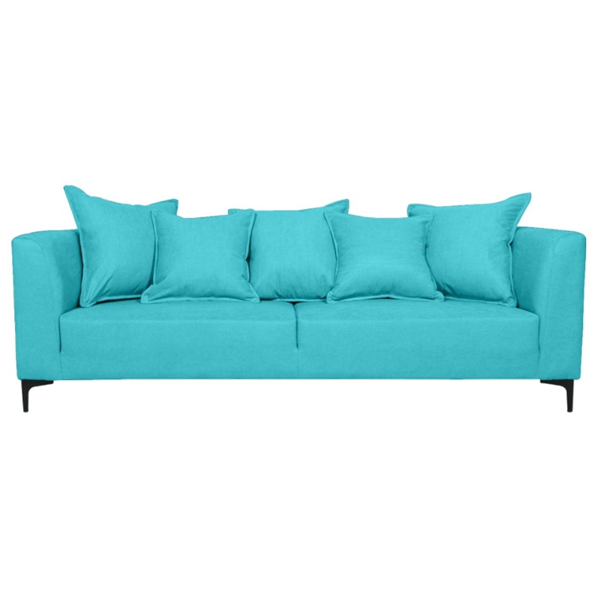 SOFAS HOME - SOFA CORDELIA CHENILLE TIPO LINO TURQUESA 3 CUERPOS